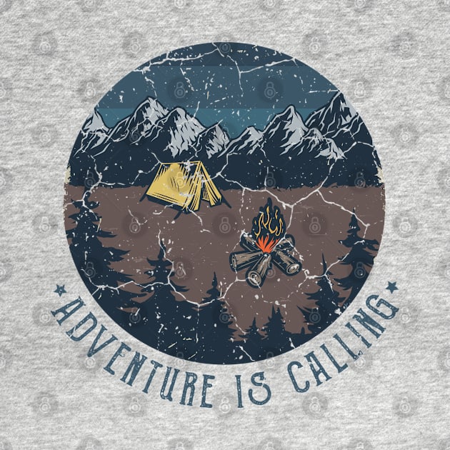 Adventure Is Calling, Outdoor, Mountain Themed, Hiking, Wilderness, Mountain Hiking, Forest Prin by UranusArts